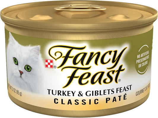 Purina  Pate Turkey and Giblets Feast Classic Grain Free Wet Cat Food Pate - (Pack of 24) 3 Oz. Cans