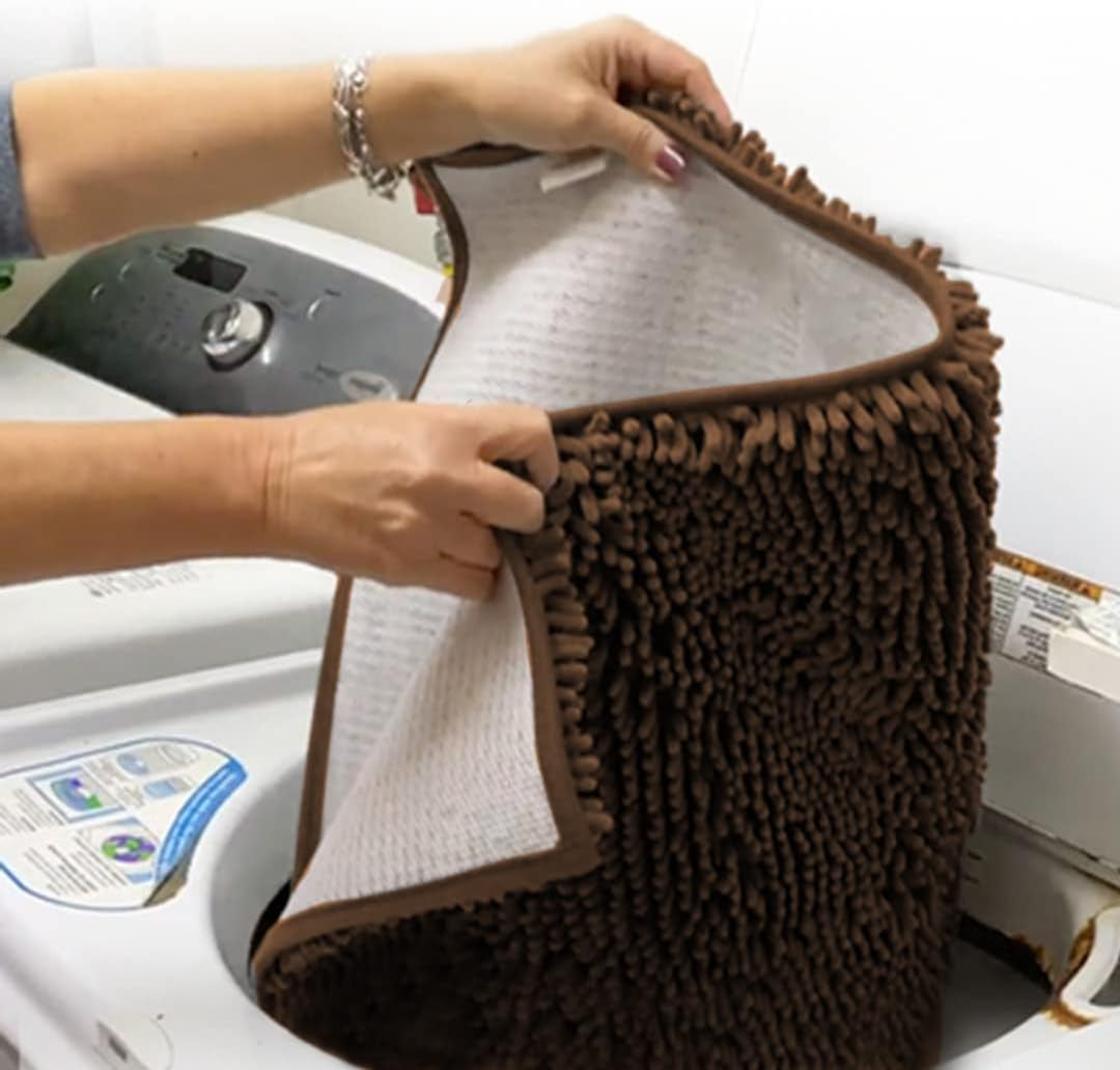 ® Shown on TV – Super Absorbent Microfiber Dog Door Mat for Muddy Paws, Non-Slip Washable Pet Rug, Quick Dry Chenille Entryway Carpet, Machine Washable Indoor Outdoor Mat, Brown 30"X19"