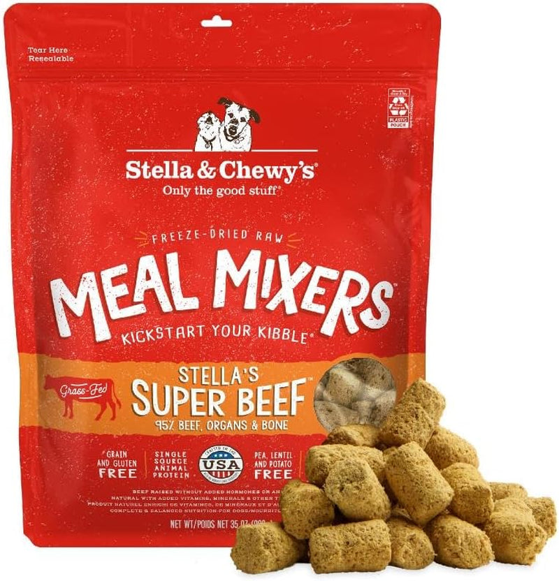 Freeze-Dried Raw Beef Meal Mixers- Dog Food Topper and Mixer - Made with 95% Grass-Fed Beef, Organs & Bone - Perfect for Picky Eaters - Grain-Free - 35 Oz