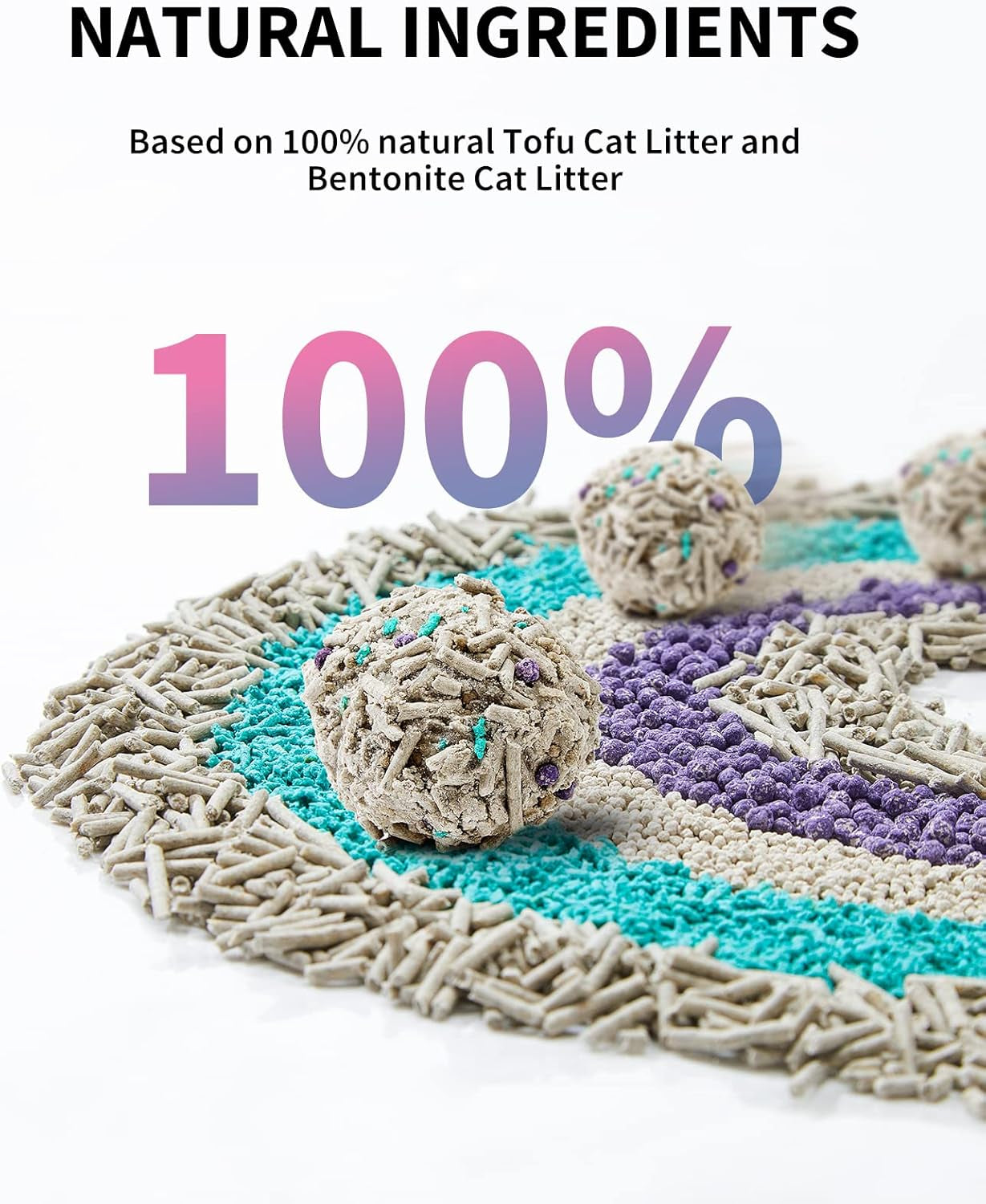 Mixed Cat Litter Fast Clumping, Flushable, Ultra Absorbent, 100% Natural Ingredients Litter, Water Dissolvable, Really Dust-Free, Low Tracking Bentonite Tofu Litter (7.9Lb×2 Bags)