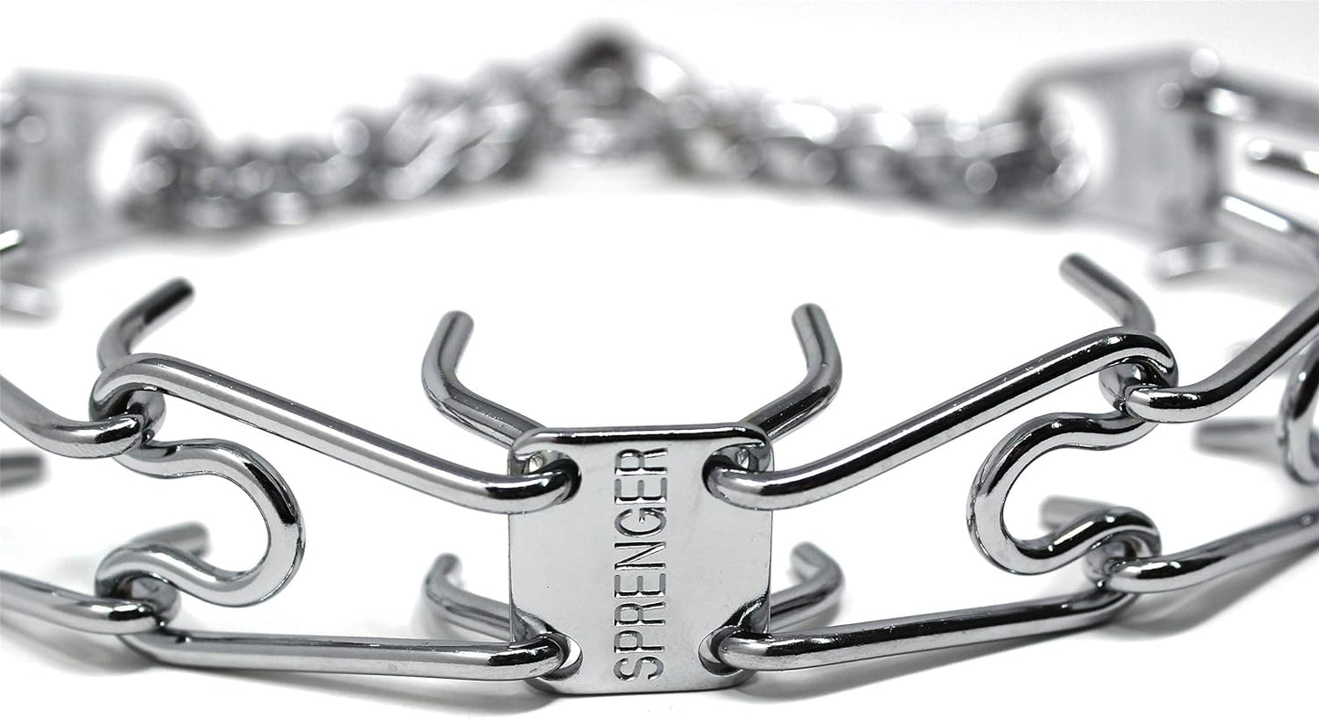 Prong Dog Training Collar, 22In X 3.0Mm (Neck Size up to 18In) Medium, Ultra-Plus Chrome Plated Steel Pet Pinch anti Pull Collar for Dogs Made in Germany