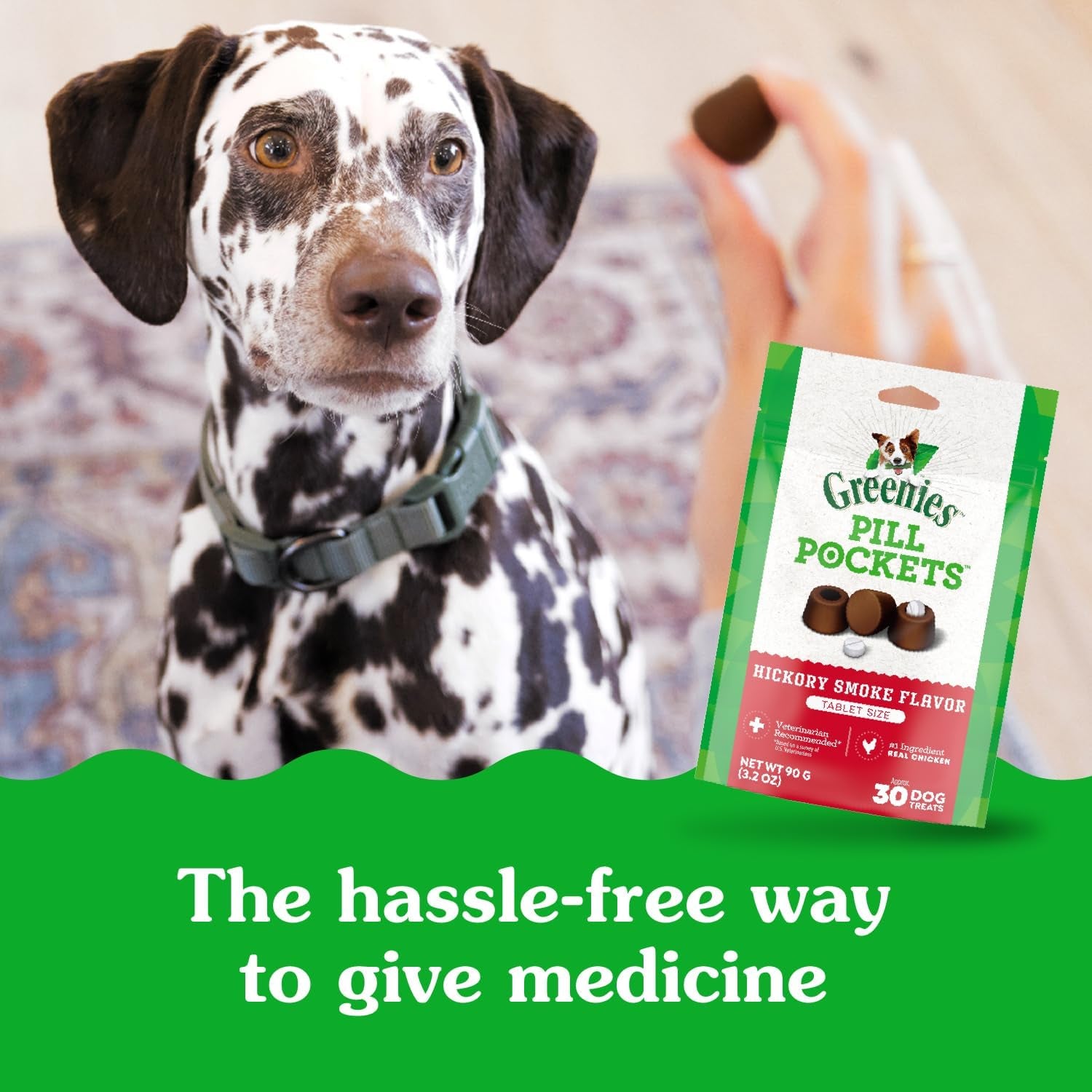 Pill Pockets for Dogs Small Size, Soft Dog Treats, Hickory Smoke Flavor, 3.2 Oz. Pouch (30 Treats)