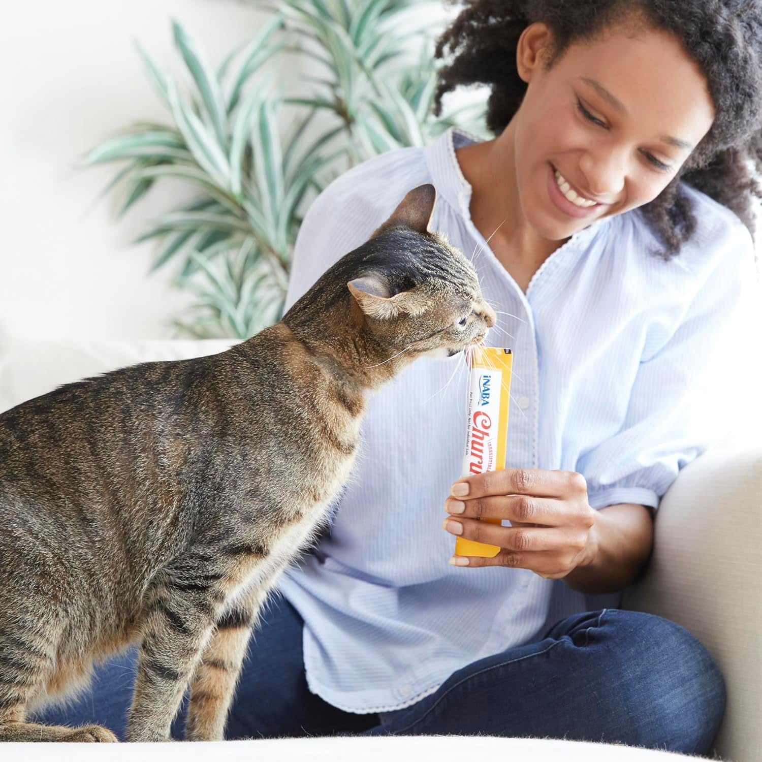 Churu Cat Treats, Grain-Free, Lickable, Squeezable Creamy Purée Cat Treat/Topper with Vitamin E & Taurine, 0.5 Ounces Each Tube, 50 Tubes, Tuna Variety