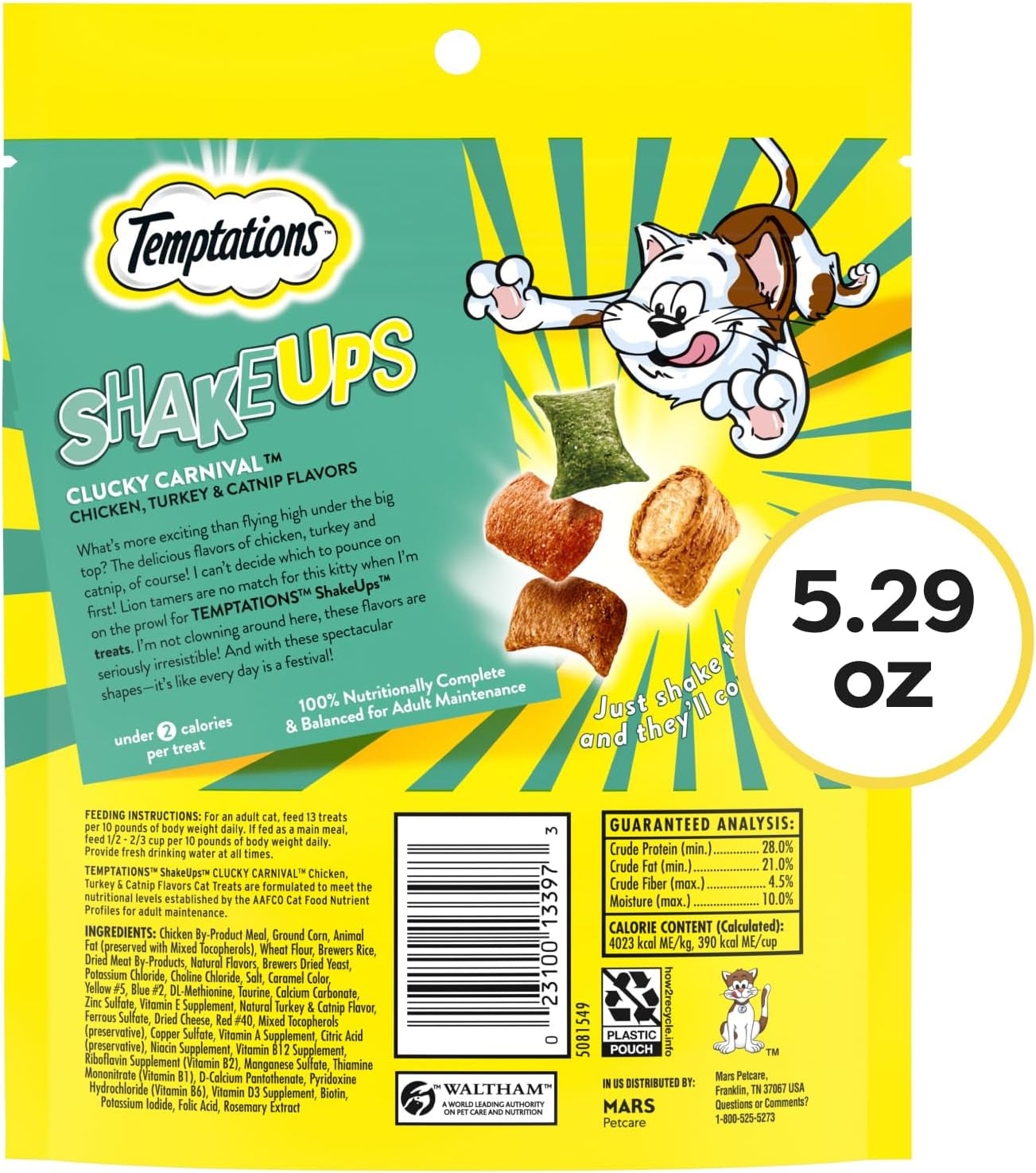 Shakeups Crunchy and Soft Cat Treats, Clucky Carnival Flavor, 5.29 Oz. Pouch