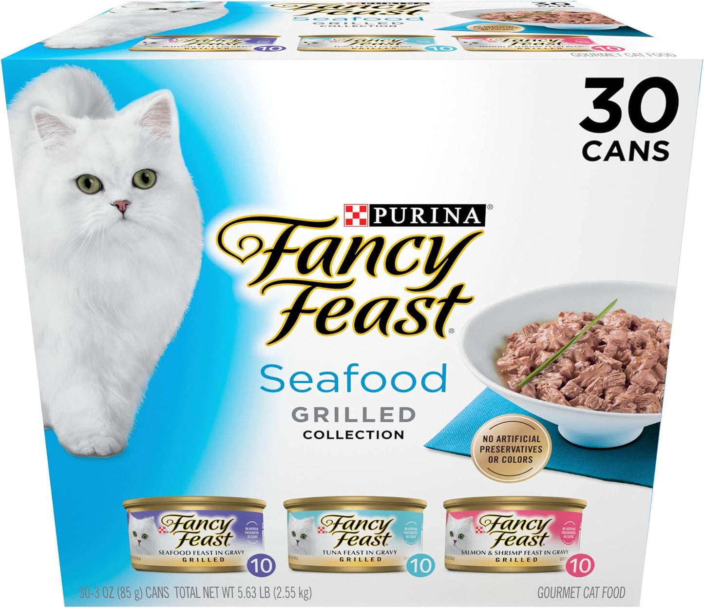 Purina  Grilled Wet Cat Food Seafood Collection in Wet Cat Food Variety Pack - (Pack of 30) 3 Oz. Cans