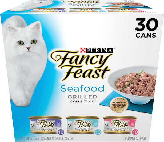 Purina  Grilled Wet Cat Food Seafood Collection in Wet Cat Food Variety Pack - (Pack of 30) 3 Oz. Cans