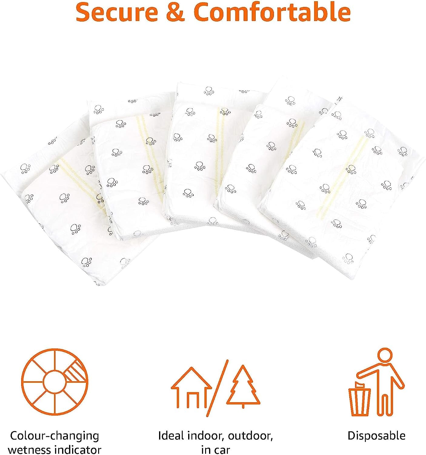 Male Dog Diapers, 50 Count, Medium, Ultra Absorbent Disposable Wrap with Secure Fit, Leakproof and Comfortable