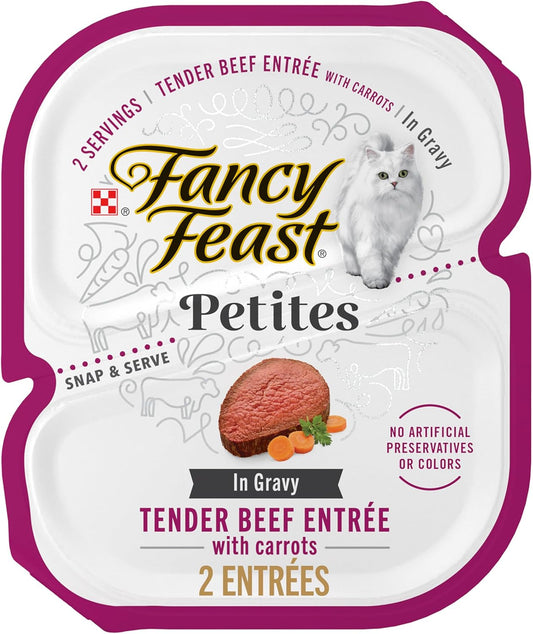 Purina  Petites Tender Beef Entree with Carrots in Gravy Gourmet Wet Cat Food - (Pack of 12) 2.8 Oz. Tubs
