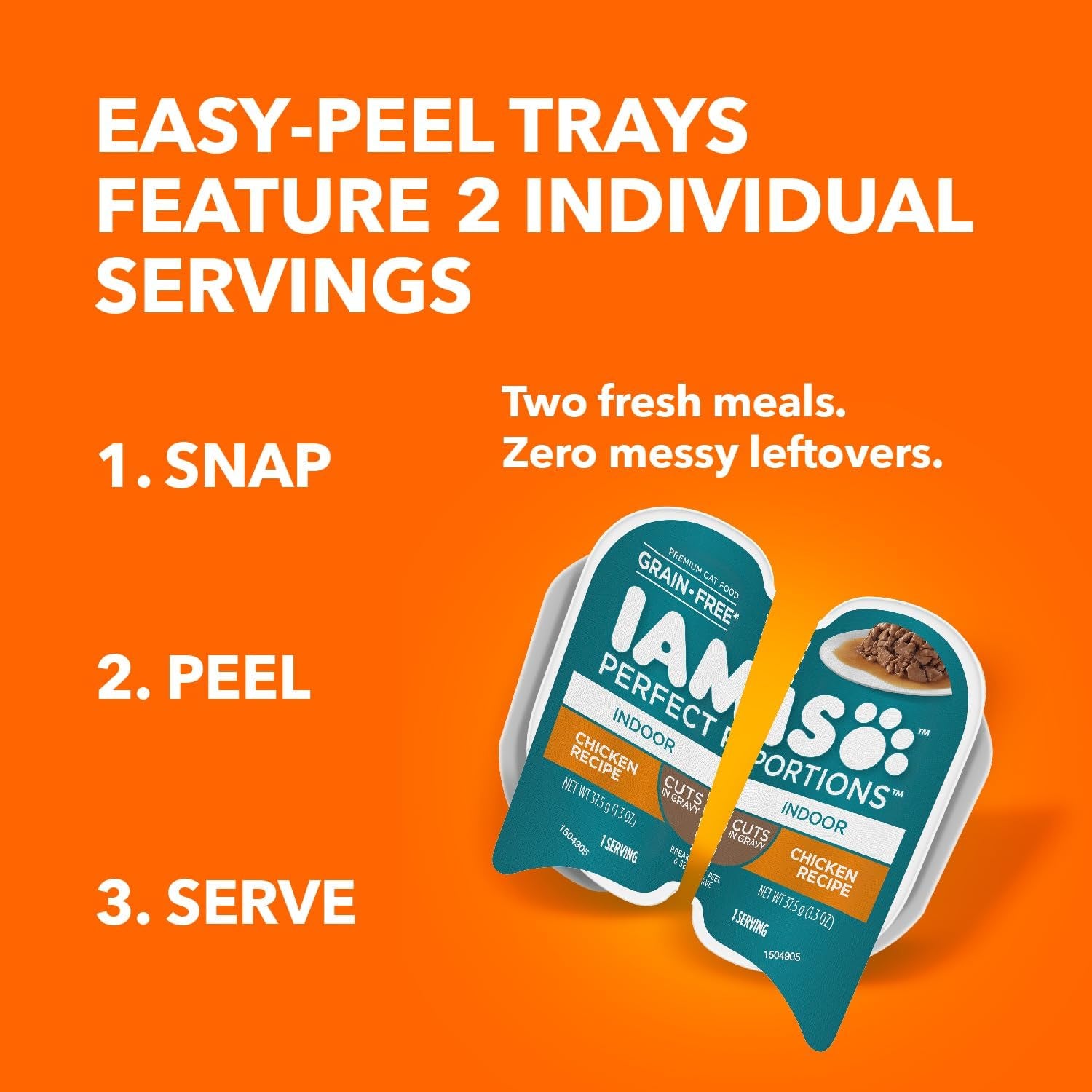 Perfect Portions Indoor Adult Wet Cat Food Cuts in Gravy, Chicken Recipe, 2.6 Oz. Easy Peel Twin-Pack Trays (24 Count, 48 Servings)