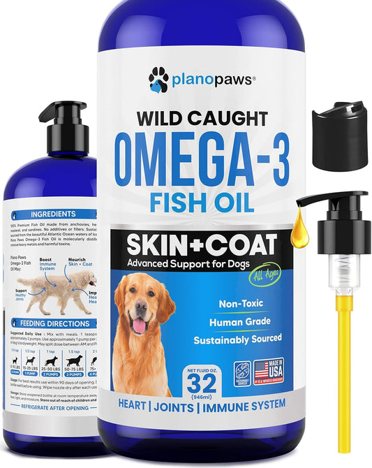 Omega 3 Fish Oil for Dogs - Better than Salmon Oil - Dog Fish Oil Supplement to Reduce Shedding & Itching - Supports Joints, Brain, and Heart Health - Skin and Coat Supplement - Liquid Fish Oil