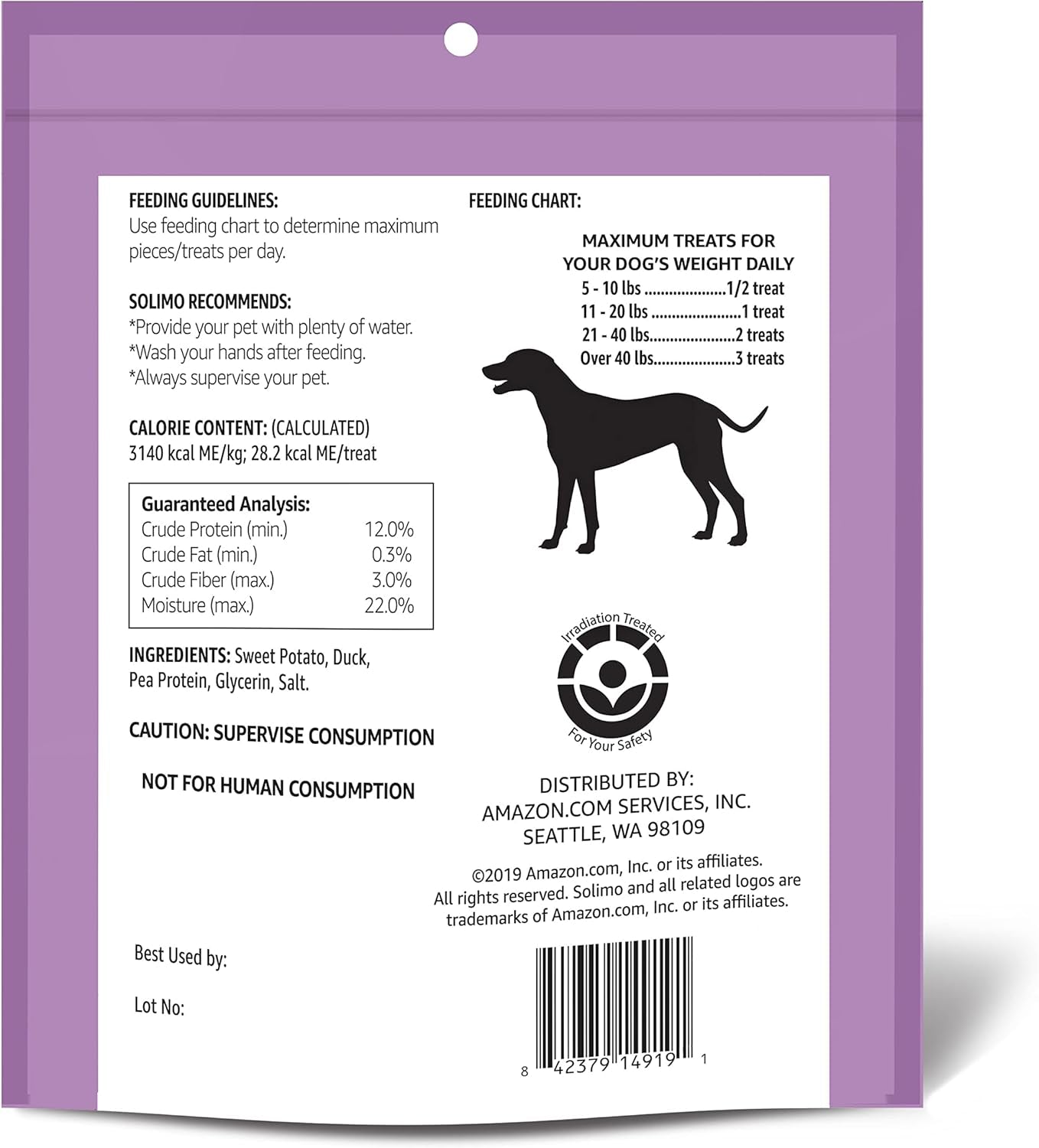 Amazon Brand -  Sweet Potato & Duck Jerky Dog Treats, 2 Pounds