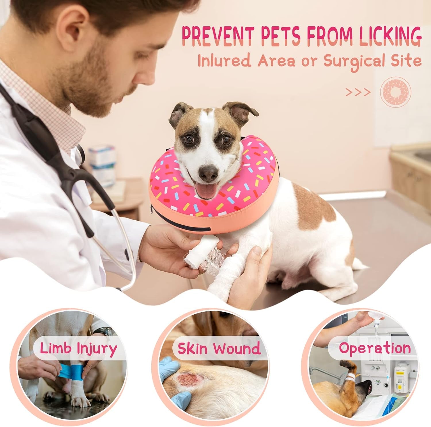 Inflatable Dog Cone Collar Alternative after Surgery, Dog Neck Donut Collar Recovery E Collar for Neuter, Soft Pet Cone for Small Medium Large Dogs
