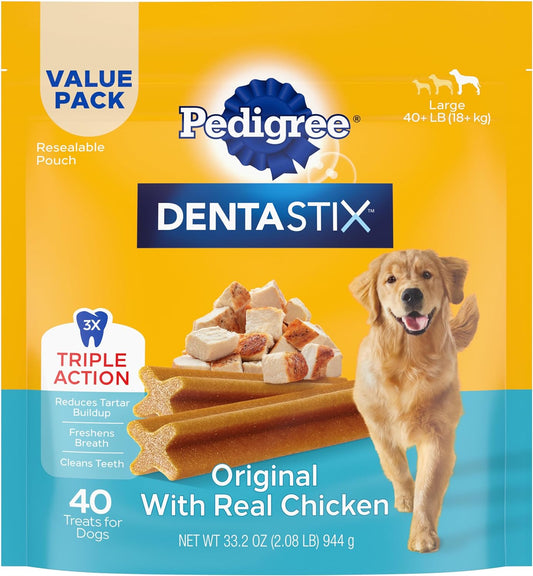 Dentastix Large Breed Dog Treats, Original Flavor, 2.08 Lb. Bag (40 Treats)