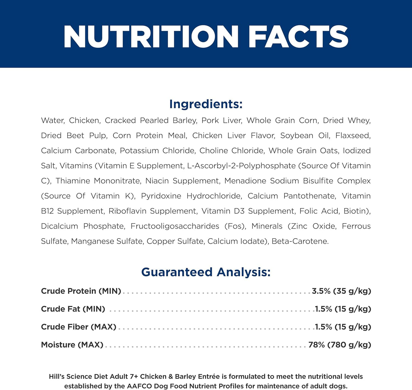 Adult 7+, Senior Adult 7+ Premium Nutrition, Wet Dog Food, Chicken & Barley Loaf, 13 Oz Can, Case of 12