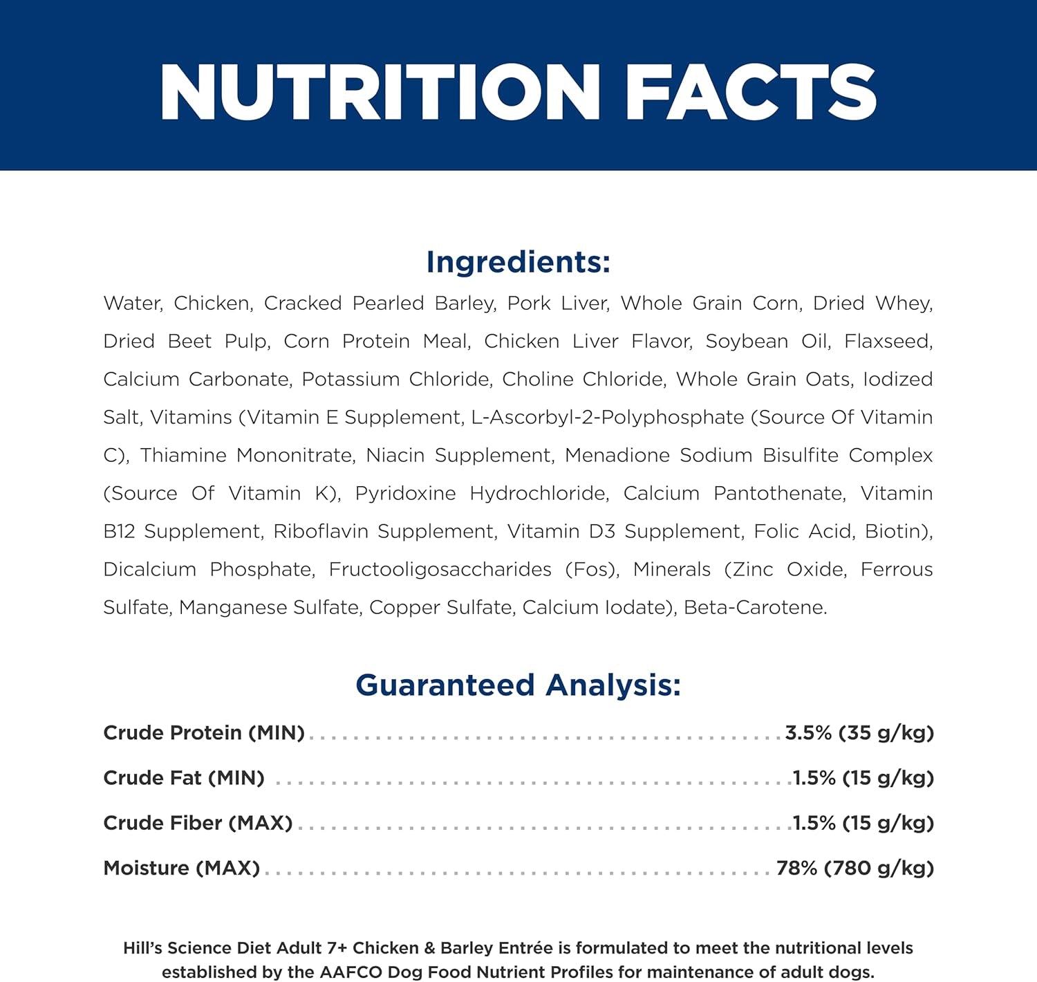 Adult 7+, Senior Adult 7+ Premium Nutrition, Wet Dog Food, Chicken & Barley Loaf, 13 Oz Can, Case of 12