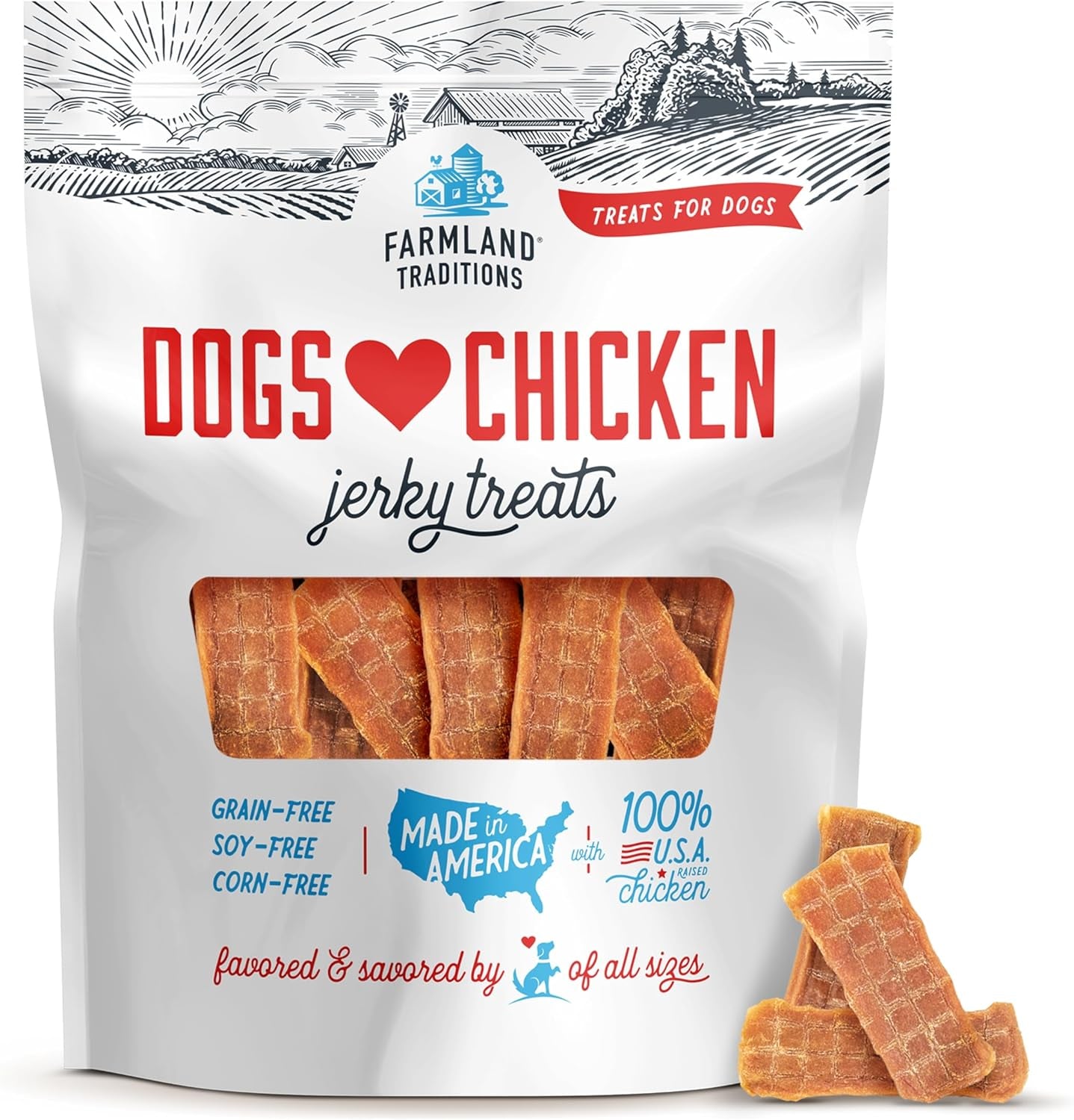 Dogs Love Chicken Jerky Dog Treats, Premium Two-Ingredient Dog Jerky with Usa-Raised Chicken, 3-Pound Bag