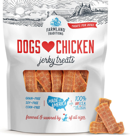 Dogs Love Chicken Jerky Dog Treats, Premium Two-Ingredient Dog Jerky with Usa-Raised Chicken, 3-Pound Bag