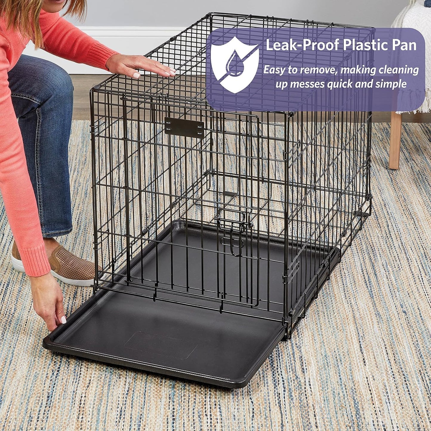 30-Inch Icrate Folding Dog Crate with Divider Panel, Leak-Proof Tray & Secure Latches – Metal Wire Kennel for Medium Breeds – Portable, Durable & Easy to Assemble