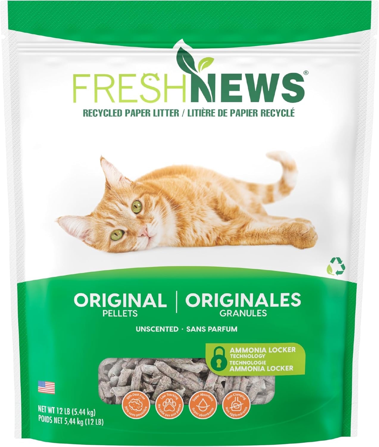 Recycled Paper, Original Pellet Cat Litter, 12 Pound