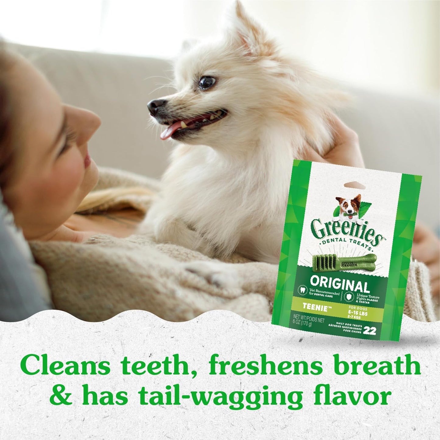 Original Teenie Dental Dog Treats, 6 Oz. Pack (22 Treats)