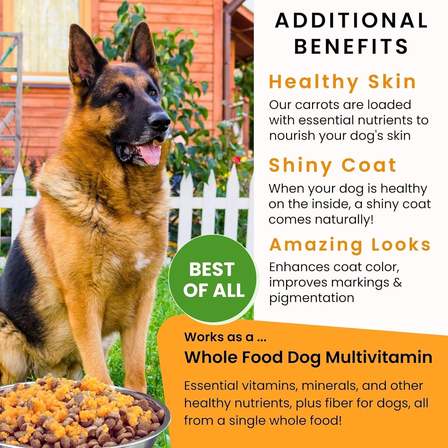 Original Carrots for Dogs – Fiber for Perfect Poop, Dehydrated Dog Food Toppers for Picky Eaters, Natural Skin & Coat Support, Multivitamin, Probiotics for Digestive & Gut Health, 2.2 Lbs