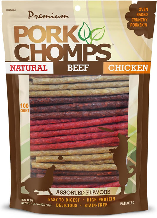 Dog Chews, 5-Inch Munchy Sticks, Assorted Flavors, 100 Count