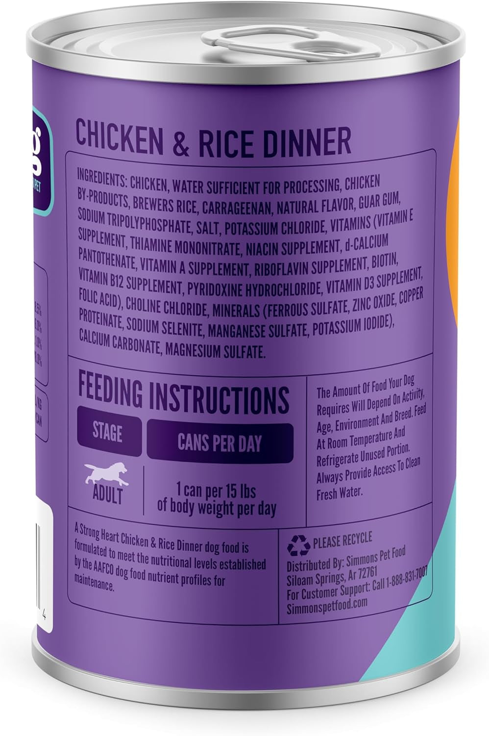A Strong Heart Wet Dog Food, Chicken & Rice Dinner - 13.2 Oz Cans (Pack of 12), Made in the USA with Real Chicken