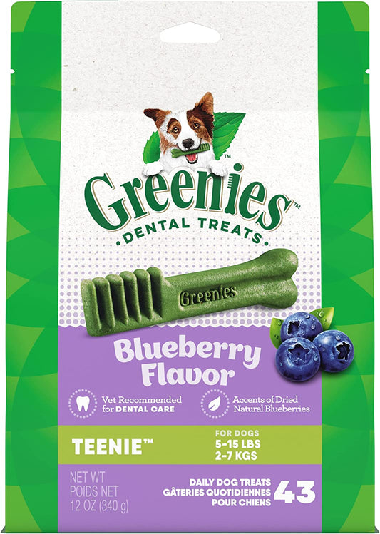 Teenie Dental Dog Treats, Blueberry Flavor, 12 Oz. Pack (43 Treats)