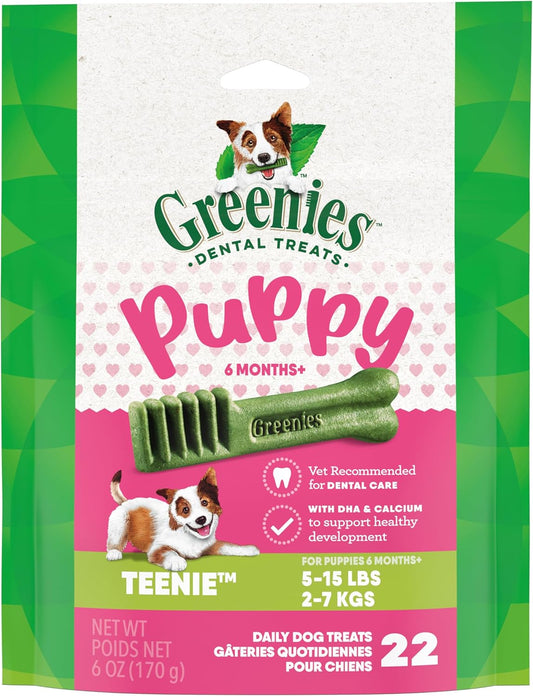 Puppy Teenie Size Dental Dog Treats, 6 Oz. Pack (22 Treats)