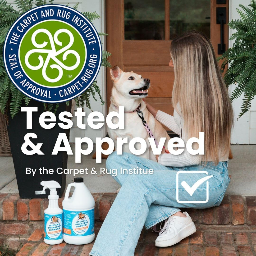 Extra Strength Cat or Dog Pee Stain & Permanent Odor Remover + Smell Eliminator -Removes Stains from Pets & Kids Including Urine or Blood- Lifts Old Carpet Stains- 32Oz Spray