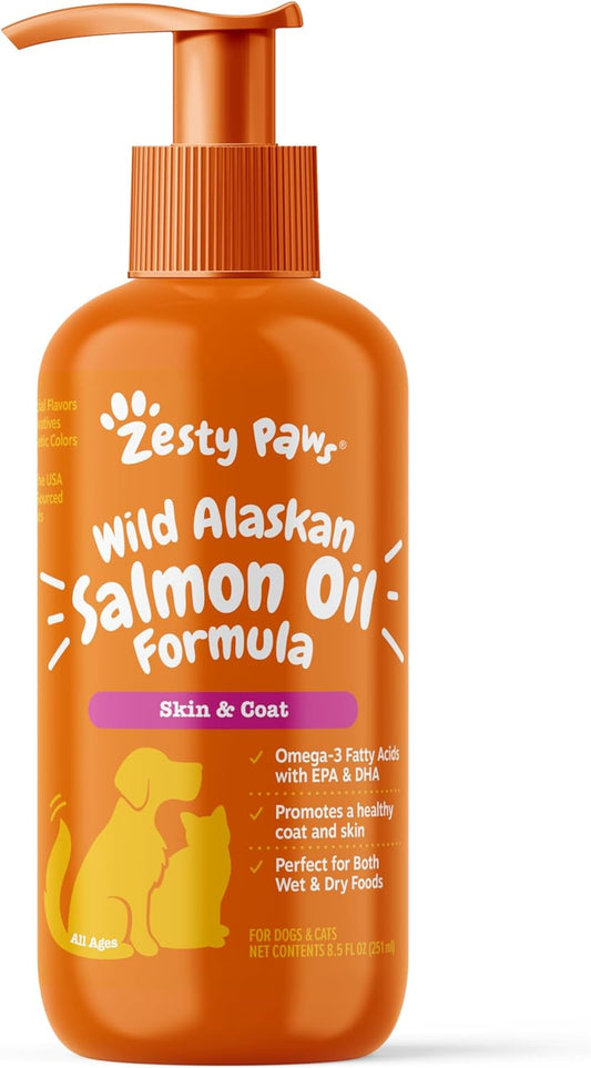 Wild Alaskan Omega-3 Blend Pollock + Salmon Oil for Dogs and Cats- Skin and Coat Support, Omega 3 Supplement for Pets, 8.5Oz