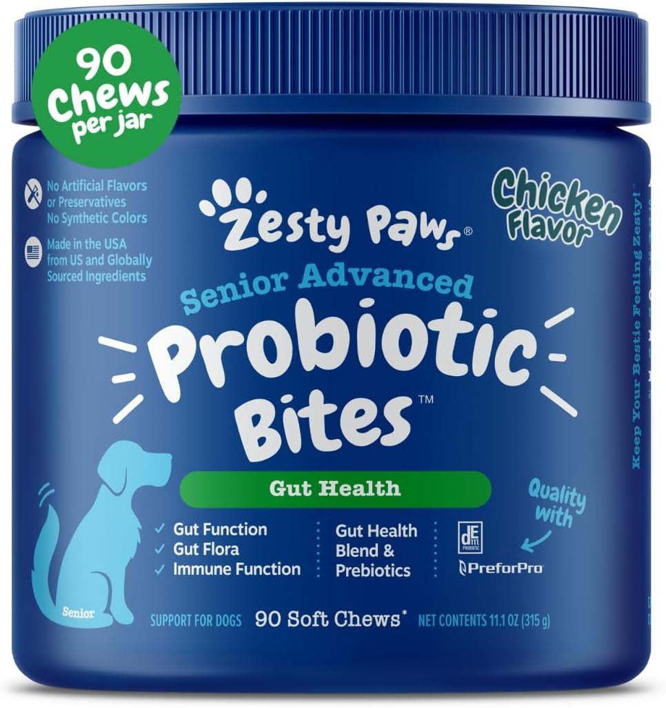 Probiotics for Dogs - Digestive Enzymes for Gut Flora, Digestive Health, Diarrhea & Bowel Support - Clinically Studied DE111 - Dog Supplement Soft Chew for Pet Immune System - Adv, 90Ct
