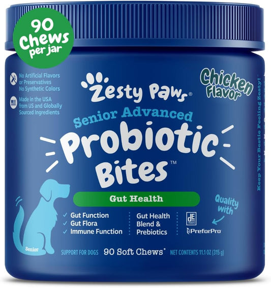 Probiotics for Dogs - Digestive Enzymes for Gut Flora, Digestive Health, Diarrhea & Bowel Support - Clinically Studied DE111 - Dog Supplement Soft Chew for Pet Immune System - Adv, 90Ct