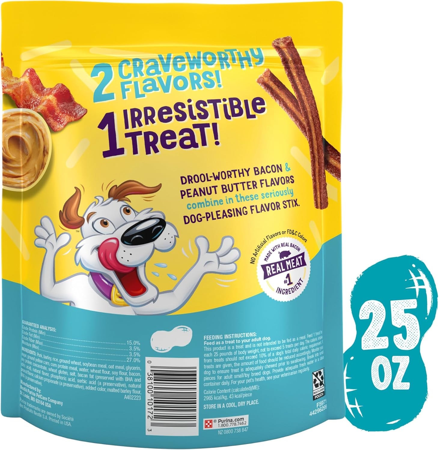 Purina ​​Beggin’ Flavor Stix with Bacon & Peanut Butter Flavor​ - 25 Oz. Pouch