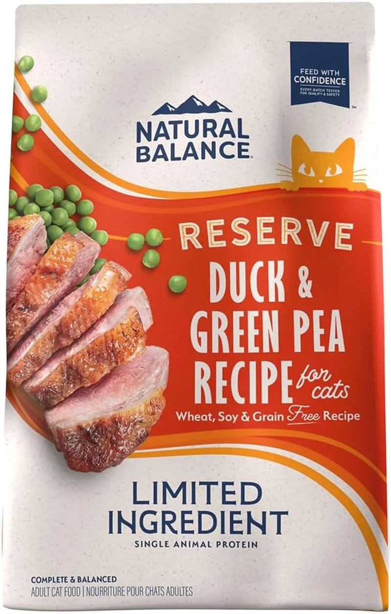 Limited Ingredient Adult Grain-Free Dry Cat Food, Reserve Duck & Green Pea Recipe, 10 Pound (Pack of 1)