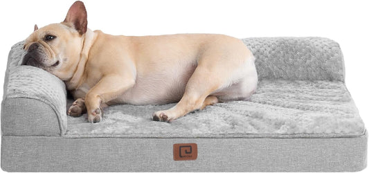 Memory Foam Dog Bed Medium Sized Dogs, Waterproof Dog Bed Orthopedic with Washable Removable Cover, Non-Slip Pet Bed Couch for Crate, 30X20X6 Inches, Grey