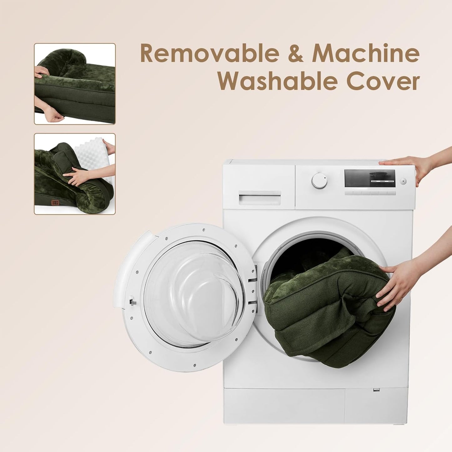 Orthopedic Dog Beds for Extra Large Dogs, Waterproof Memory Foam XL Pet Bed with Sides, Non-Slip Bottom and Egg-Crate Foam Big Dog Couch Bed with Washable Removable Cover, Dark Green