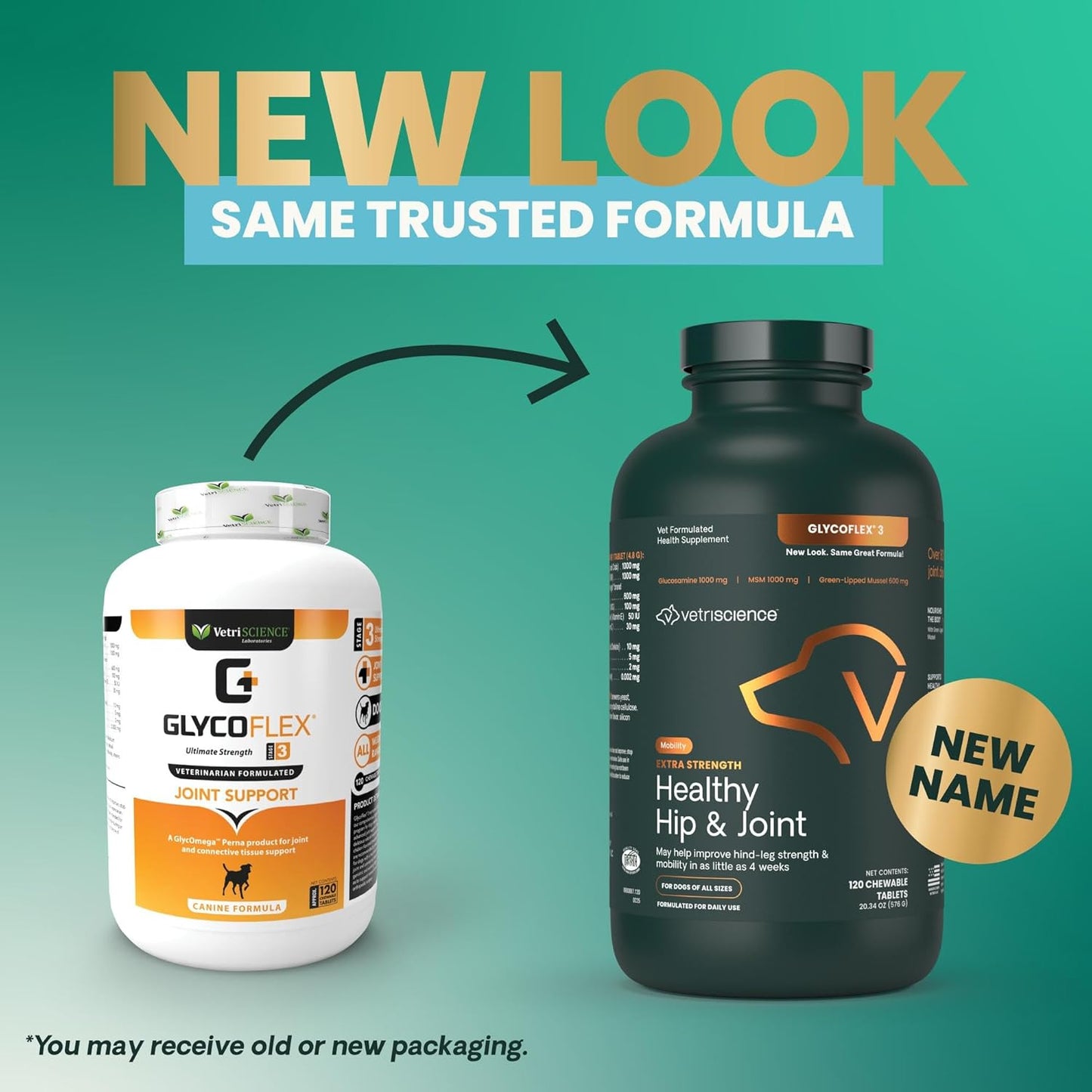 Extra Strength Healthy Hip & Joint Chewable Tablets, Glycoflex Glucosamine and Green-Lipped Mussel Joint Support Supplement for Dogs, Soothe Joint Discomfort, Chicken, 120 Count