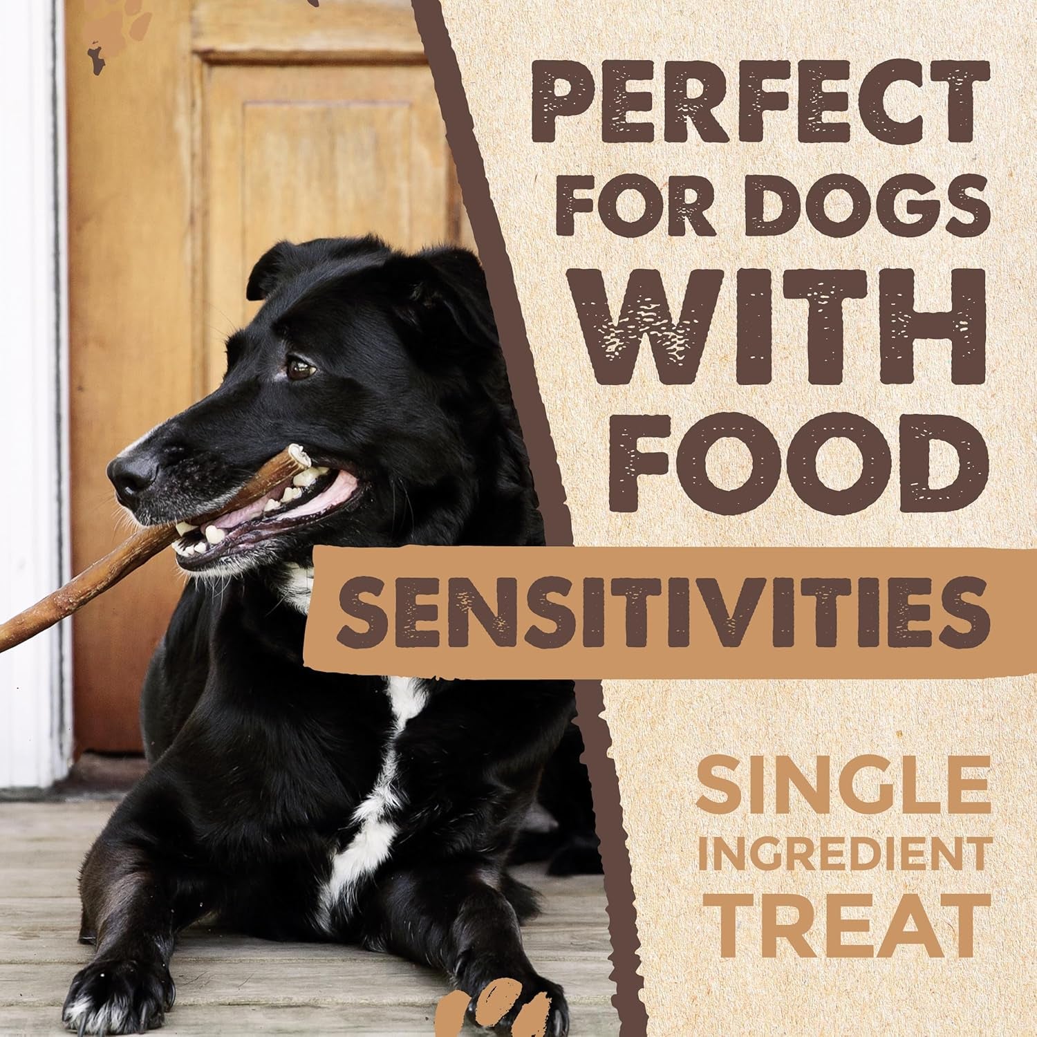 Naturals Bully Sticks for Small & Medium Dogs - Grass Fed Beef Chews. Bully Sticks for Large Dogs. Lower Odor Stick Treat. Single Ingredient (6" - 10 Pack)