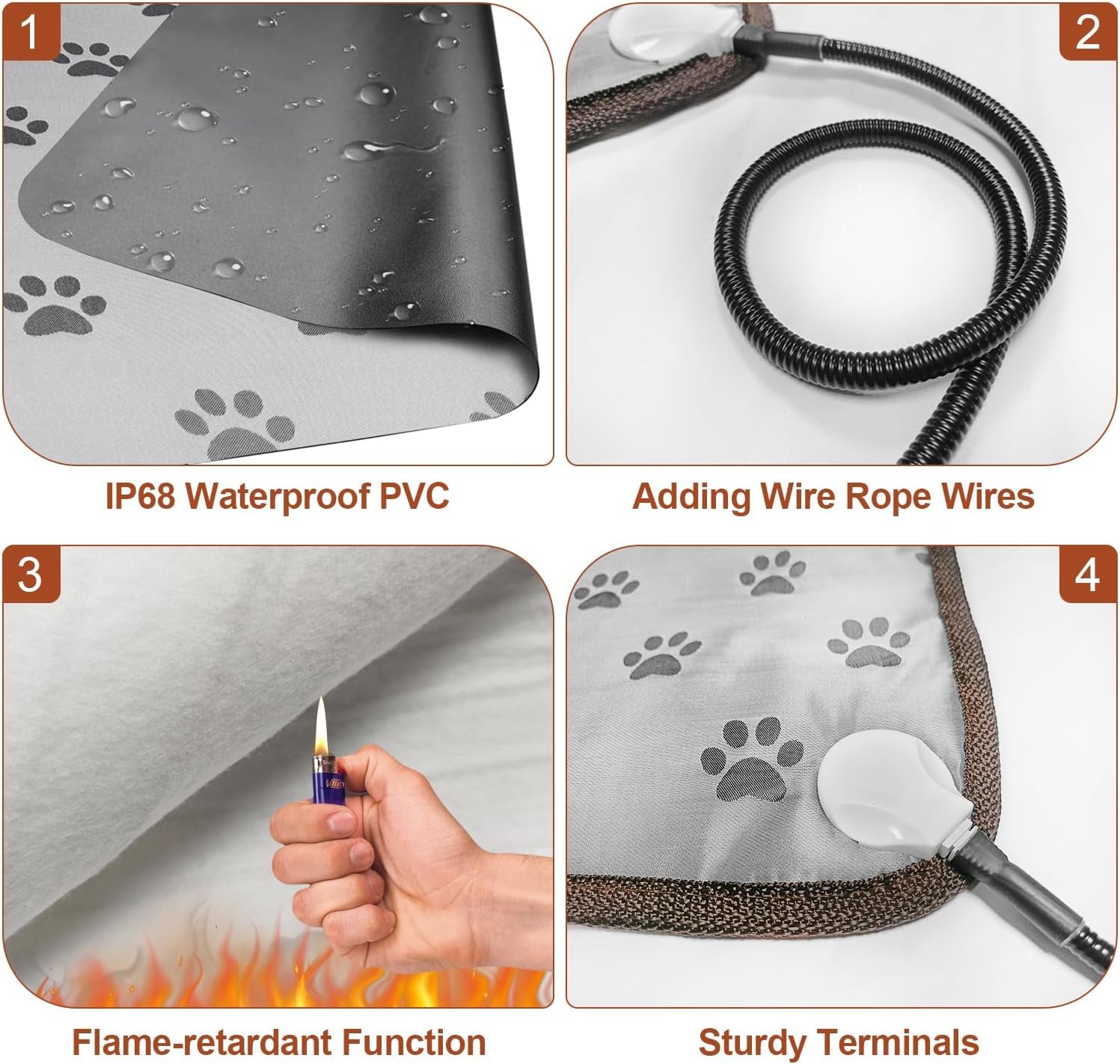 Large Dog Heating Pad 34X21In with Smart Thermostat Switch and Power Line Protection Tube,Obtained MET and UL Dual Certification,Waterproof Pet Heating Pad, Suitable for Dogs of All Ages