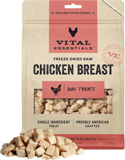 Chicken Breast Dog Treats, 10 Oz | Freeze-Dried Raw | Single Ingredient | Premium Quality High Protein Training Treats | Grain Free, Gluten Free, Filler Free