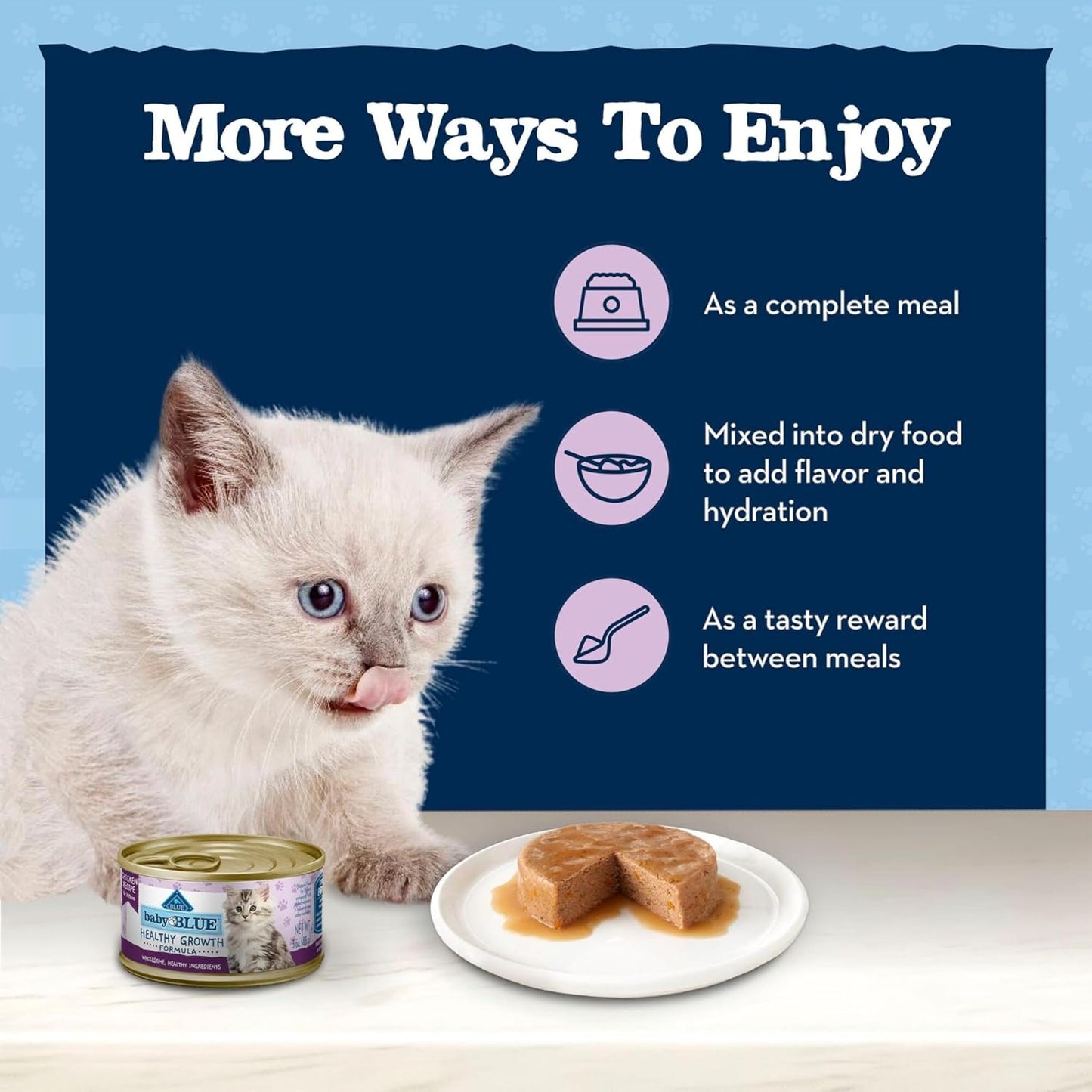 Baby BLUE Natural Kitten Wet Cat Food, Healthy Growth Formula with DHA, Chicken Recipe Multi-Pack, 3-Oz Cans (24 Count)