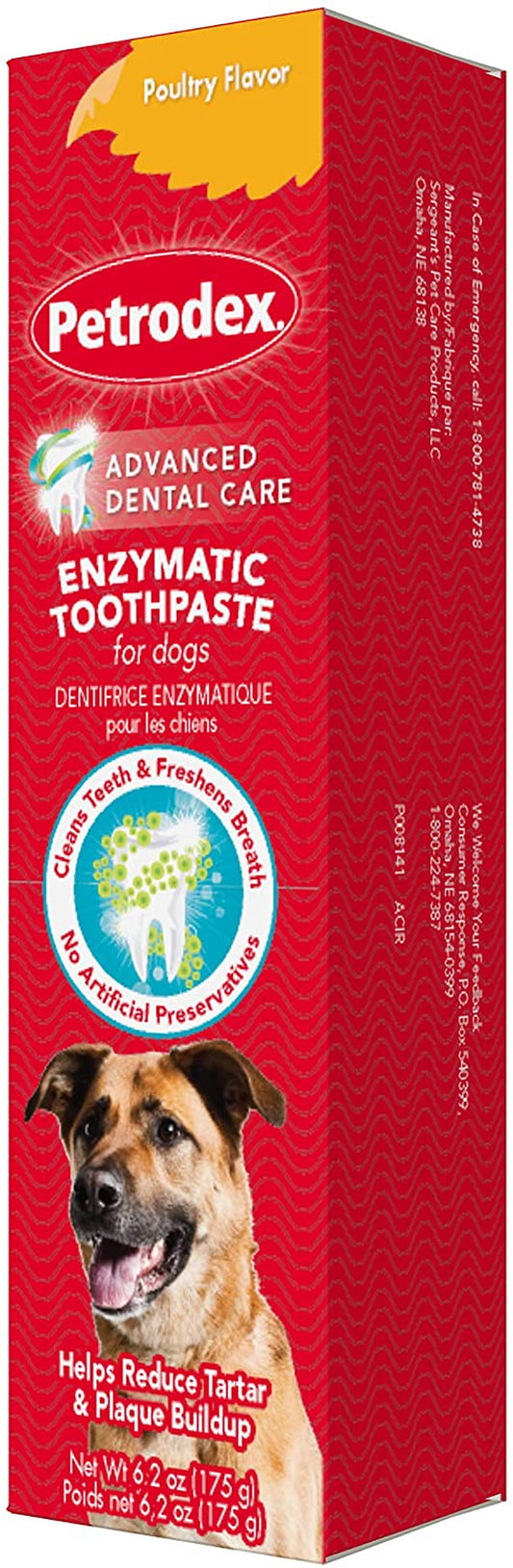 Toothpaste for Dogs and Puppies, Cleans Teeth and Fights Bad Breath, Reduces Plaque and Tartar Formation, Enzymatic Toothpaste, Poultry Flavor, 6.2Oz