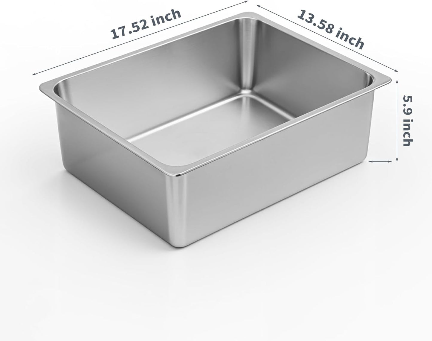 Stainless Steel Cat Litter Box - Metal High Sided Cat Pan, Large Stainless Steel Box, Indoor Litter Tray, Non Stick, No Smell, Easy to Clean, Pet Toilet Supplies for Kitten, Kitty, Rabbit