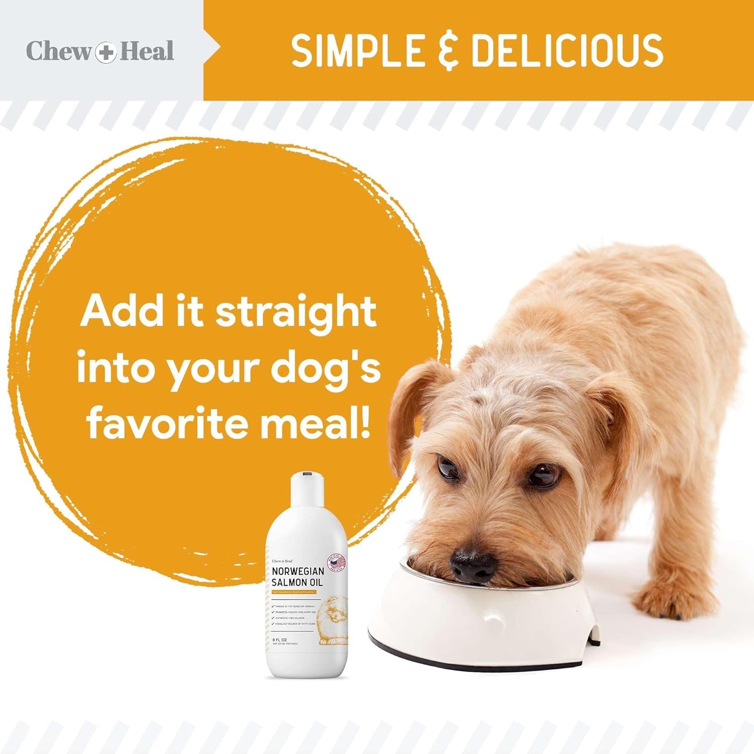 Salmon Oil for Dogs - Premium Fish Oil for Skin and Coat Health - Omega 3 Supplement - Supports Itchy Skin - 8 Oz Liquid - Norwegian Dog Salmon Oil - Essential Dog Supplement