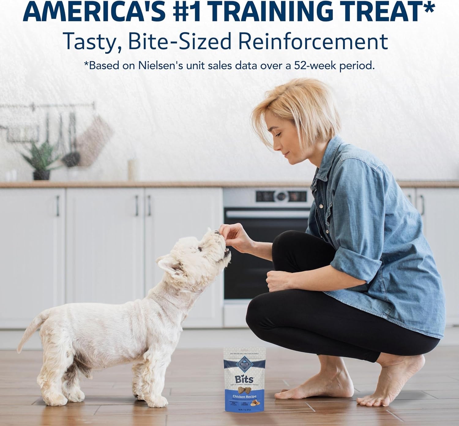 Bits Soft Dog Treats for Training, Made with Natural Ingredients & Enhanced with DHA, Chicken Recipe, 4-Oz Bag