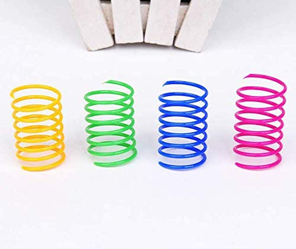 Cat Spring Toy (60 Pack), Cat Kittens Toys Plastic Coil Spiral Springs for Swatting, Biting, Hunting, and Active Healthy Play (Random Color)