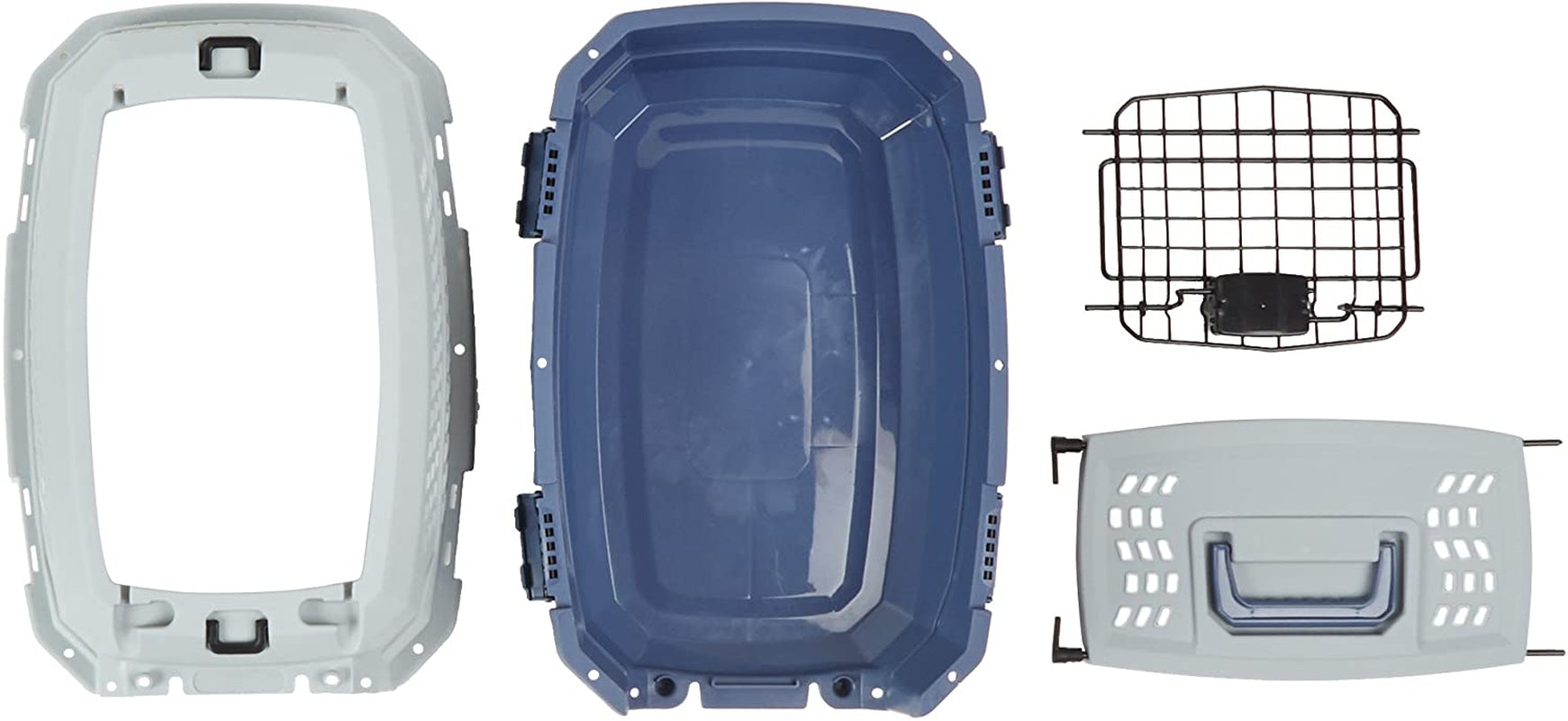 2-Door Top-Load Hard-Sided Cat Pet Travel Carrier, 19.0" L X 12.6" W X 10.0" H, Gray & Blue
