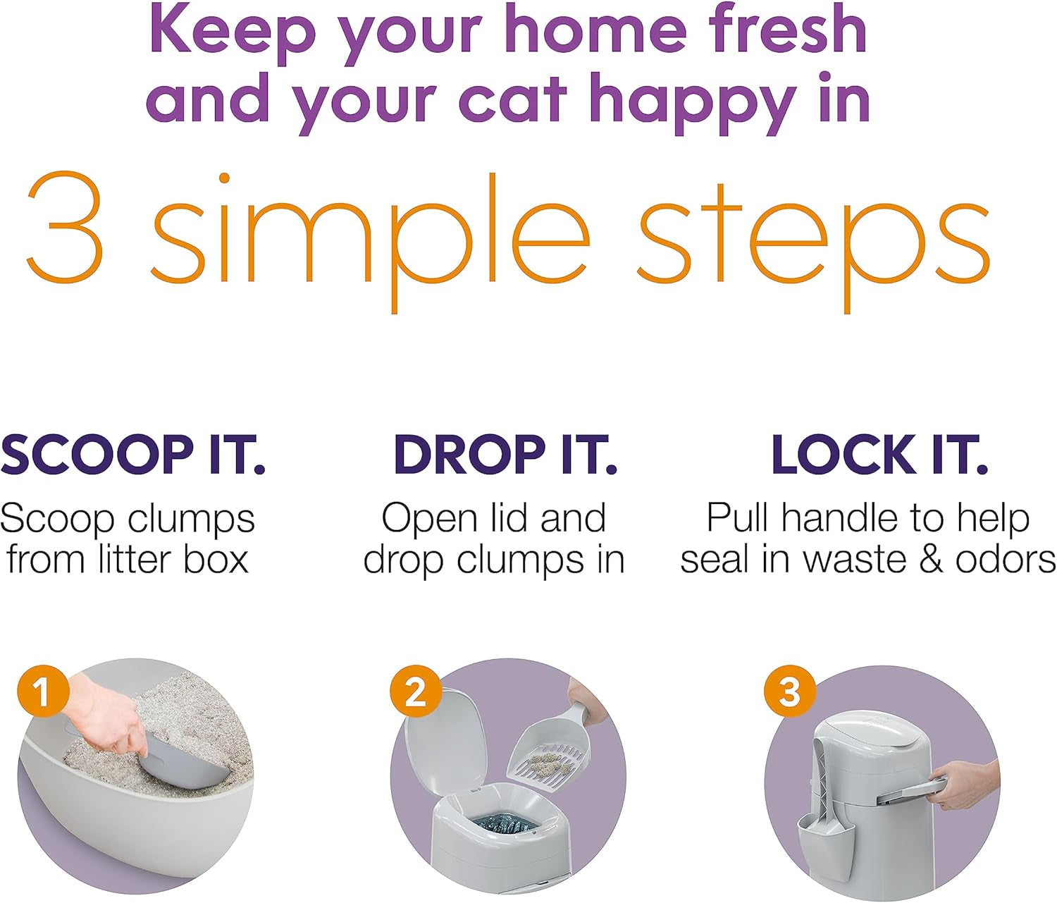 XL+ Pail | Cat Litter Waste Disposal System for Odor Control | Includes 1 Jumbo Refill Bag
