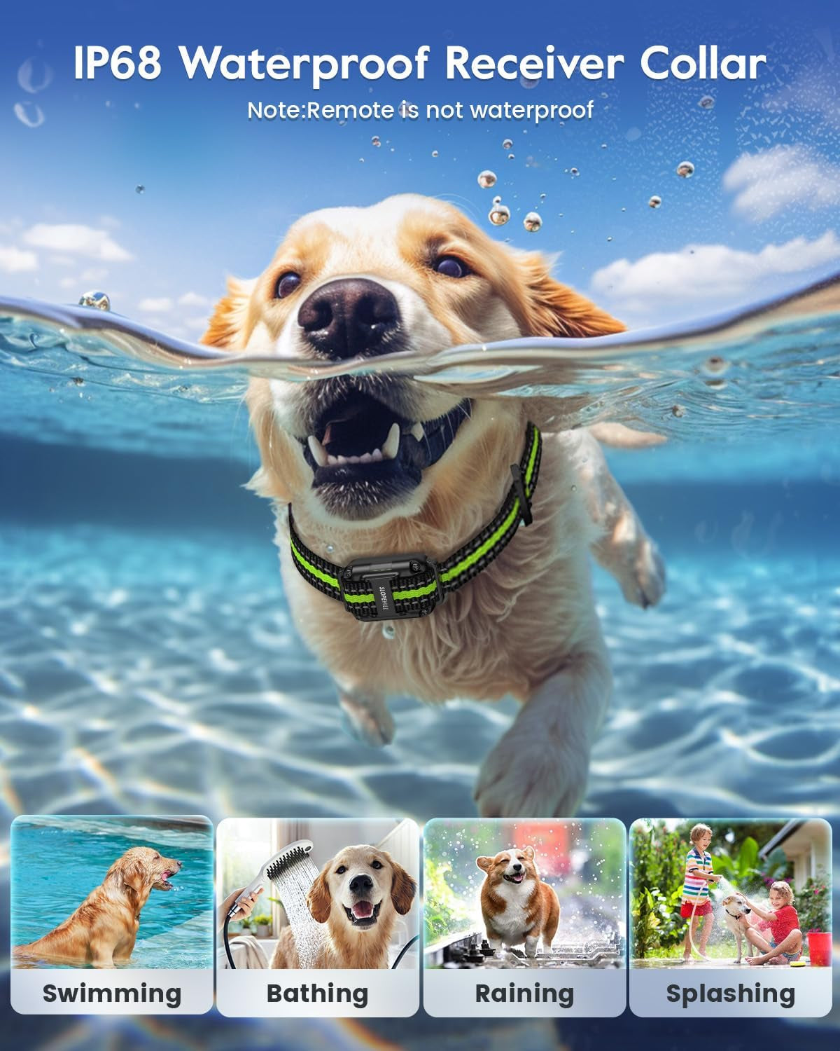 Dog Training Collar with 7 Training Modes, 4200Ft Remote Electronic Dog Shock Collar, Electric Shock Collar for Small Medium Large Dogs (Green)